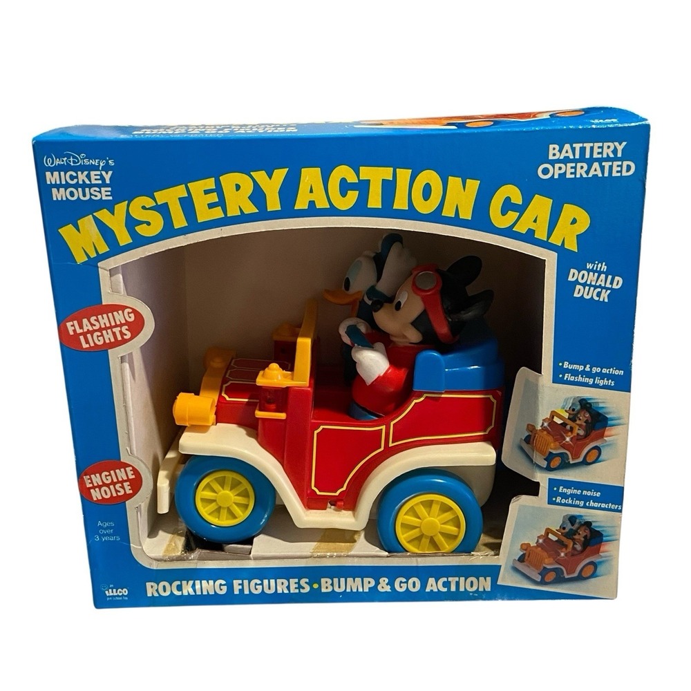 Vintage NIB ILLCO Disney Mickey Mouse Donald Duck Mystery Action Car‎